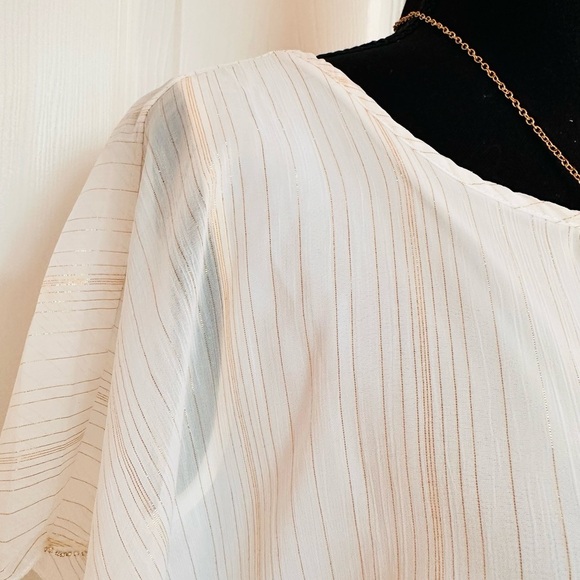 NAÏF ~ Flowy Off-White Fully Lined w/Gold Threads and Intriguing Silver Edge - Picture 6 of 7